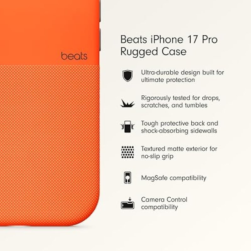 BEATS SIERRA ORANGE RUGGED IPHONE 17 PRO CASE WITH MAGSAFE, CAMERA CONTROL DROP PROTECTION