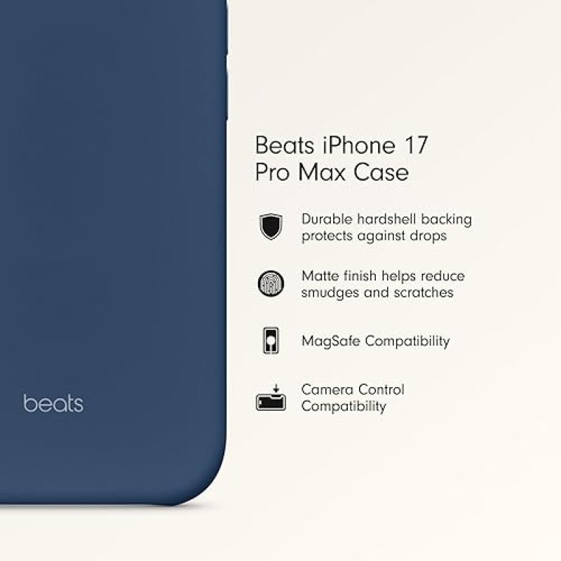 BEATS IPHONE 17 PRO MAX CASE WITH MAGSAFE CAMERA CONTROL, MATTE BEDROCK BLUE, MICROFIBER LINING