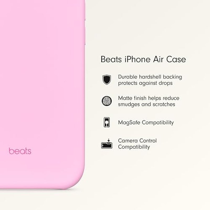 BEATS PEBBLE PINK IPHONE AIR CASE WITH MAGSAFE, CAMERA CONTROL, MATTE FINISH MICROFIBER LINING