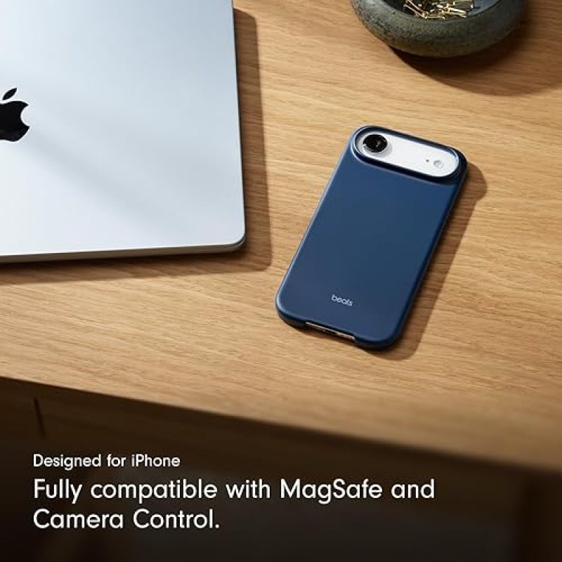 BEATS AIRCASE FOR IPHONE WITH MAGSAFE CAMERA CONTROL, MATTE BEDROCK BLUE, MICROFIBER LINING