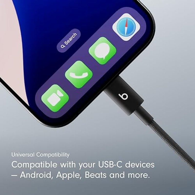 BEATS 20CM USB-C TO USB-C FAST CHARGING CABLE DURABLE TANGLE-FREE CHARGER FOR APPLE ANDROID