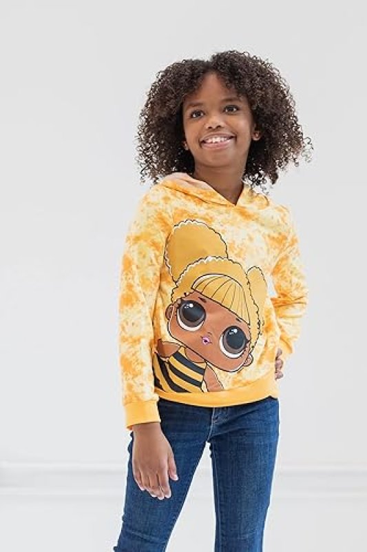 L.O.L. SURPRISE! QUEEN BEE DIVA GIRLS FLEECE PULLOVER HOODIE FOR LITTLE TO BIG KIDS