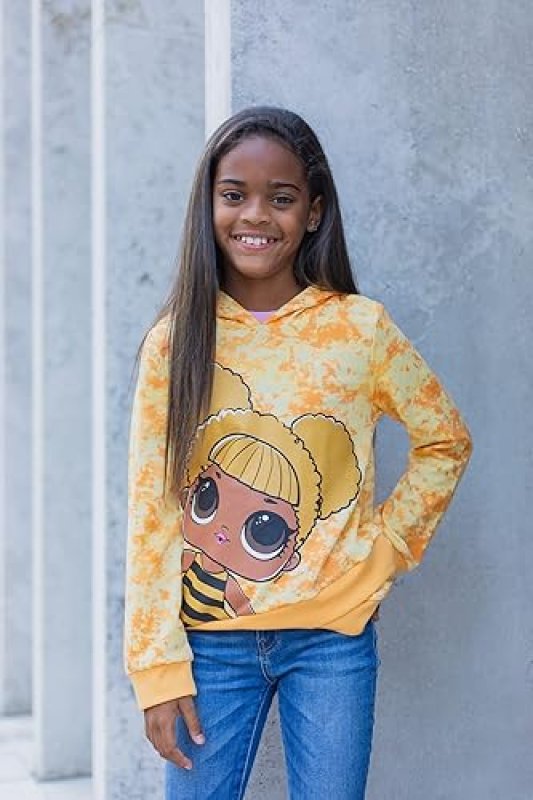 L.O.L. SURPRISE! QUEEN BEE DIVA GIRLS FLEECE PULLOVER HOODIE FOR LITTLE TO BIG KIDS