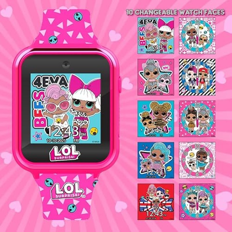 LOL SURPRISE PINK KIDS SMARTWATCH WITH GAMES, CAMERA, STEP COUNTER ALARM