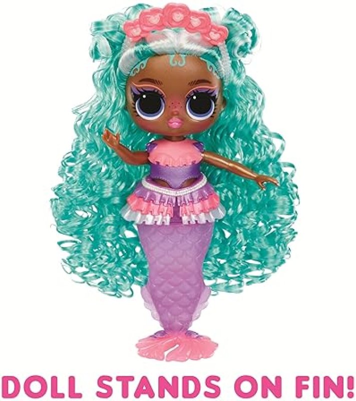 LOL SURPRISE TWEENS MERMAID SERENA FINN DOLL WITH COLOR CHANGING TAIL MOVABLE FIN, AGES 4