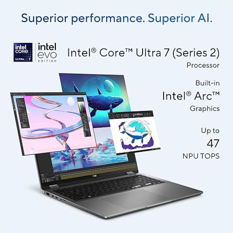 ASUS VIVOBOOK 16 FLIP LAPTOP 16 OLED 3K 120HZ TOUCH, INTEL CORE ULTRA 7, 16GB RAM, 512GB SSD