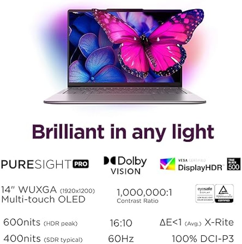 LENOVO SLIM 7I AURA 2025 LAPTOP - CORE ULTRA 7, 16GB RAM, 1TB SSD, 14 WUXGA OLED, LUNA GREY
