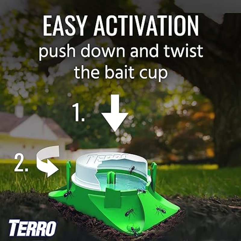 TERRO T1804-6 OUTDOOR LIQUID ANT BAIT STATIONS KILLS HOUSEHOLD ANTS 4 READY-TO-USE TRAPS