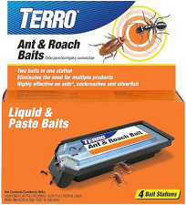 TERRO ANT ROACH BAIT STATIONS - INDOOR KILLER FOR ANTS, ROACHES SILVERFISH - 4 PACK