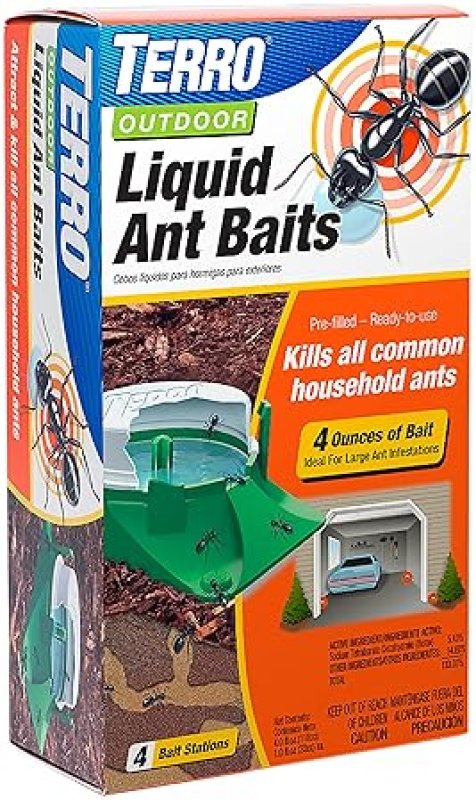 TERRO T1804-6 OUTDOOR LIQUID ANT BAIT STATIONS READY-TO-USE ANT KILLER, 4 PACK