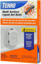 TERRO INDOOR LIQUID ANT BAITS WITH ADHESIVE STRIPS DISCREET ANT TRAP STATION, 4 PACK