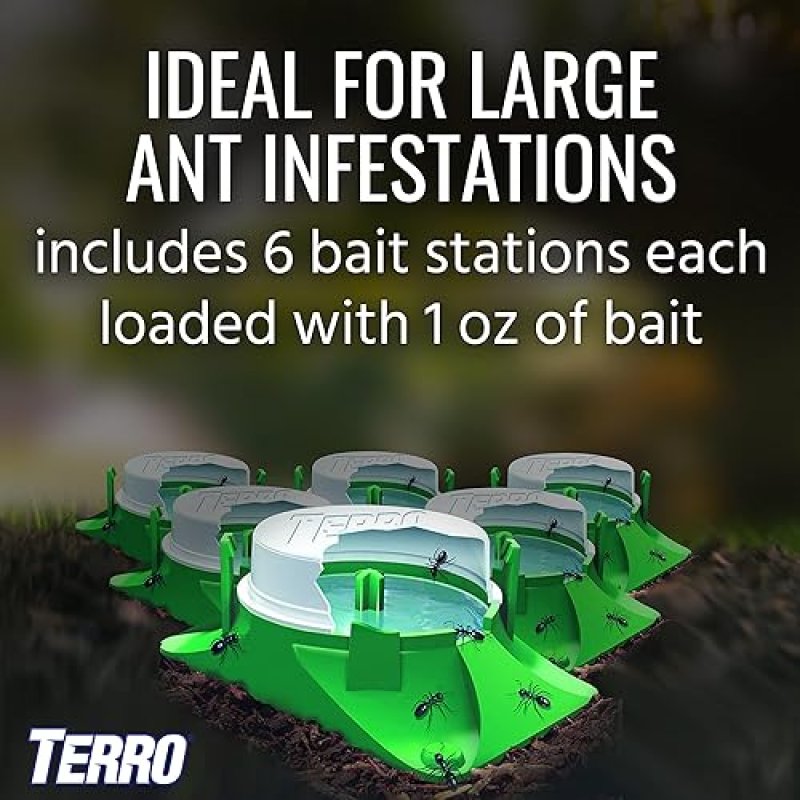 TERRO T1804SR OUTDOOR LIQUID ANT BAIT KILLER TRAP 8 STATIONS FOR HOUSEHOLD ANT CONTROL