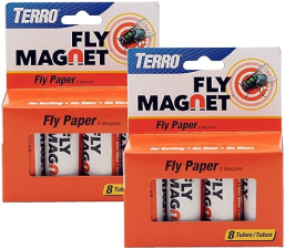 TERRO T518 FLY MAGNET STICKY FLY TRAP, INDOOR HANGING, 2-PACK 16 TOTAL FLY CONTROL