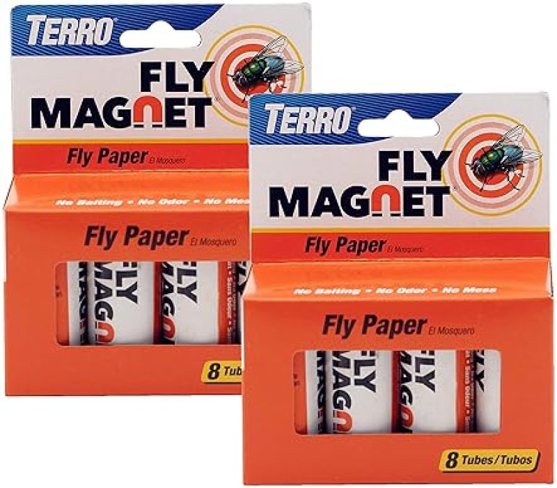 TERRO T518 FLY MAGNET STICKY FLY TRAP, INDOOR HANGING, 2-PACK 16 TOTAL FLY CONTROL