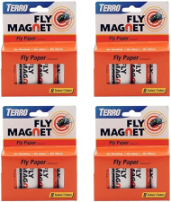 TERRO T518 INDOOR FLY TRAP STICKY FLY CATCHER FOR HOUSEFLIES, 4-PACK HANGING FLY TRAPS