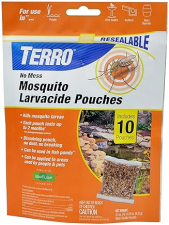 TERRO NO MESS MOSQUITO LARVICIDE POUCHES 10 DISSOLVABLE PACKETS FOR STAGNANT WATER CONTROL