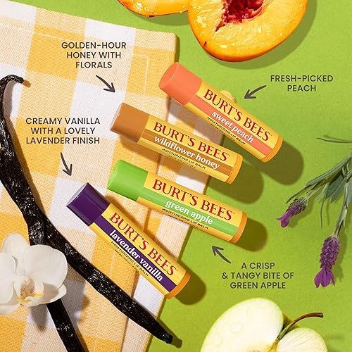 BURTS BEES GARDEN PARTY LIP BALM SET 4 NATURAL LIP BALMS WITH BEESWAX, CHRISTMAS STOCKING STUFFER