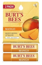 BURTS BEES MOISTURIZING MANGO LIP BALM 2-PACK, 0.15 OZ 4.25 G EACH HYDRATING LIP CARE BALM