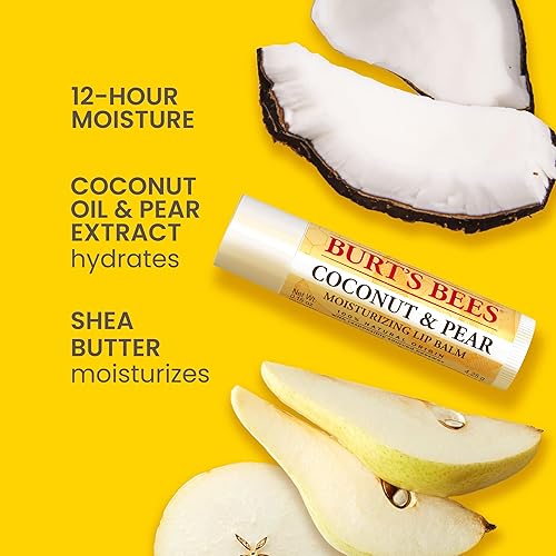 BURTS BEES NATURAL LIP BALM 4-PACK BERRY AGUA FRESCA, DRAGONFRUIT LEMON, COCONUT PEAR