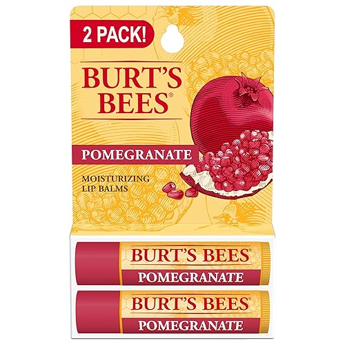 BURTS BEES POMEGRANATE LIP BALM, NATURAL MOISTURIZER WITH BEESWAX, TINT-FREE, 2 X 0.15 OZ