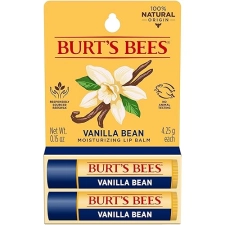 BURTS BEES VANILLA BEAN LIP BALM, NATURAL MOISTURIZER, TINT-FREE, 2 PACK, 0.15 OZ EACH