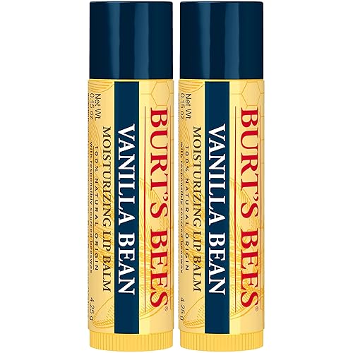 BURTS BEES VANILLA BEAN LIP BALM, NATURAL MOISTURIZER, TINT-FREE, 2 PACK, 0.15 OZ EACH
