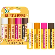 BURTS BEES LIP BALM PARTY PACK - 4 NATURAL, TINT-FREE FLAVORS, 0.15 OZ EACH
