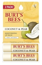 BURTS BEES COCONUT PEAR LIP BALM, NATURAL MOISTURIZER WITH BEESWAX, 2-PACK 0.15 OZ