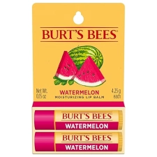 BURTS BEES WATERMELON LIP BALM 2-PACK, NATURAL MOISTURIZER WITH RESPONSIBLY SOURCED BEESWAX