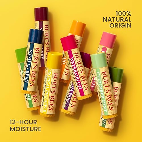 BURTS BEES LIP BALM PACK 4 NATURAL, TINT-FREE FLAVORS WITH RESPONSIBLY SOURCED BEESWAX