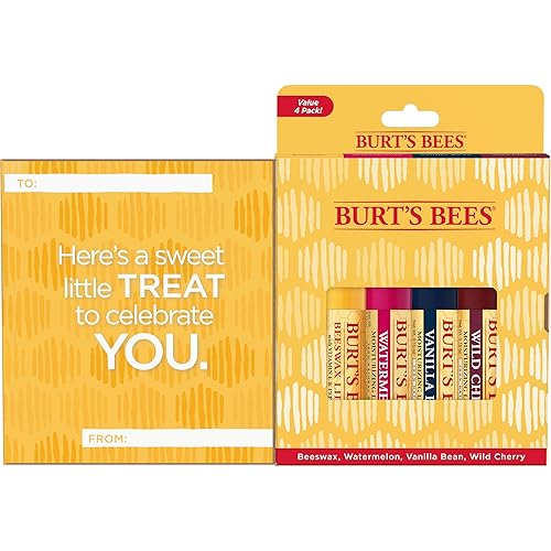 BURTS BEES LIP BALM PACK 4 NATURAL, TINT-FREE FLAVORS WITH RESPONSIBLY SOURCED BEESWAX