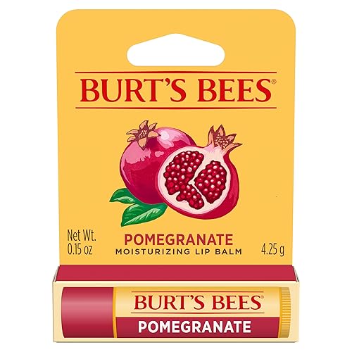 BURTS BEES POMEGRANATE LIP BALM, NATURAL MOISTURIZER WITH BEESWAX, TINT-FREE, 0.15 OZ