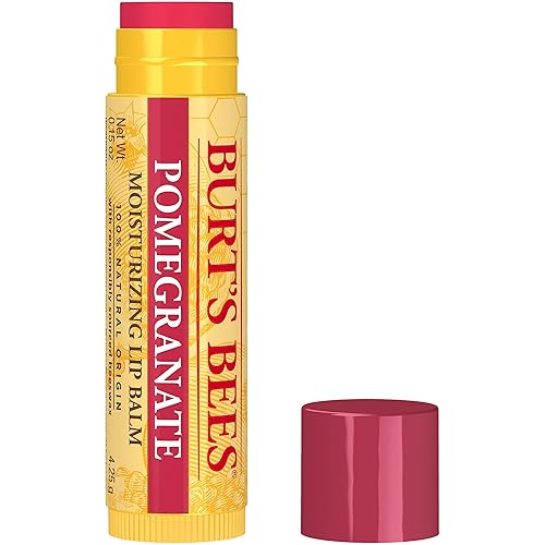 BURTS BEES POMEGRANATE LIP BALM, NATURAL MOISTURIZER WITH BEESWAX, TINT-FREE, 0.15 OZ