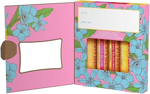 BURTS BEES IN FULL BLOOM LIP BALM SET 4 NATURAL BEESWAX FRUIT FLAVORS, 0.15 OZ EACH