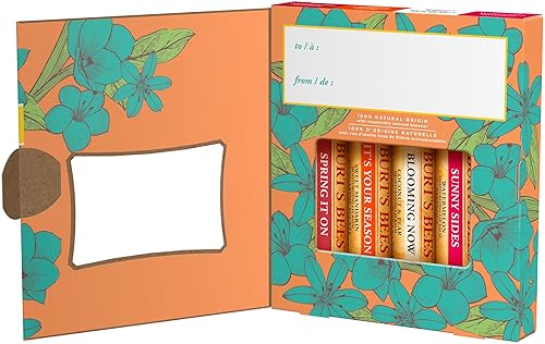 BURTS BEES JUST PICKED LIP BALM SET POMEGRANATE, WATERMELON, MANDARIN, COCONUT PEAR, 4-PACK