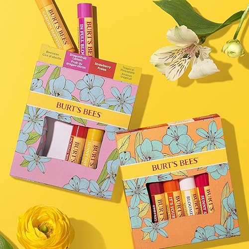 BURTS BEES JUST PICKED LIP BALM SET POMEGRANATE, WATERMELON, MANDARIN, COCONUT PEAR, 4-PACK
