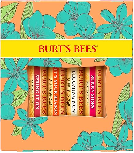 BURTS BEES JUST PICKED LIP BALM SET POMEGRANATE, WATERMELON, MANDARIN, COCONUT PEAR, 4-PACK