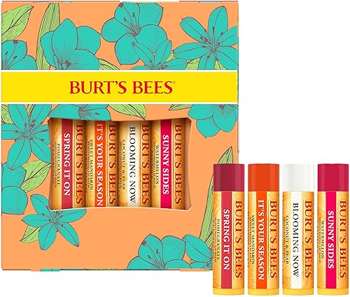 BURTS BEES JUST PICKED LIP BALM SET POMEGRANATE, WATERMELON, MANDARIN, COCONUT PEAR, 4-PACK