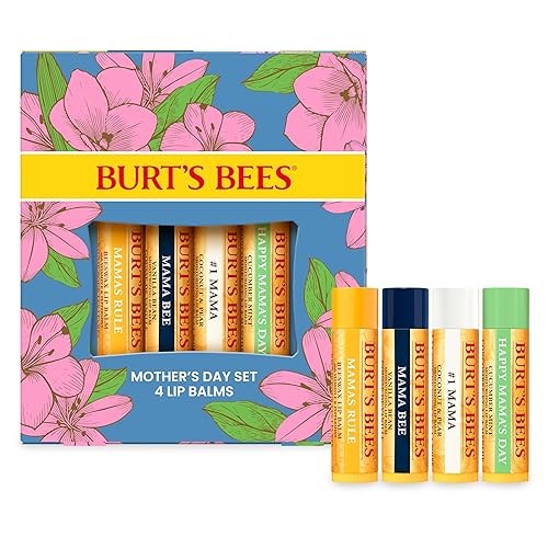 BURTS BEES BALM BOUQUET LIP BALM SET 4 NATURAL FLAVORS, 0.15 OZ TUBES, BEESWAX VANILLA