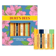 BURTS BEES BALM BOUQUET LIP BALM SET 4 NATURAL FLAVORS, 0.15 OZ TUBES, BEESWAX VANILLA