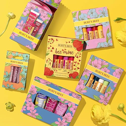 BURTS BEES BALM BOUQUET LIP BALM SET 4 NATURAL FLAVORS, 0.15 OZ TUBES, BEESWAX VANILLA