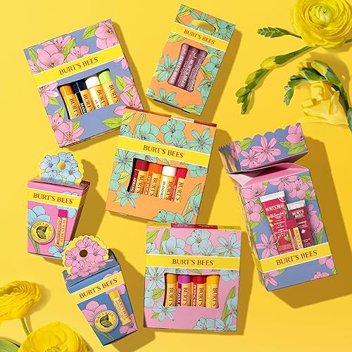 BURTS BEES BALM BOUQUET LIP BALM SET 4 NATURAL FLAVORS, 0.15 OZ TUBES, BEESWAX VANILLA
