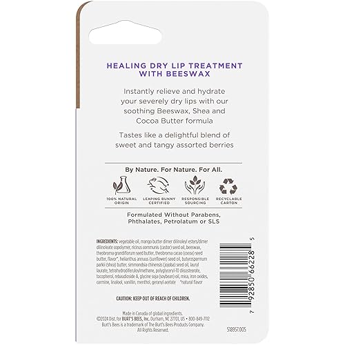 BURTS BEES BERRY MEDLEY LIP BALM, HYDRATING RESCUE FOR DRY CRACKED LIPS, 0.35OZ TUBE