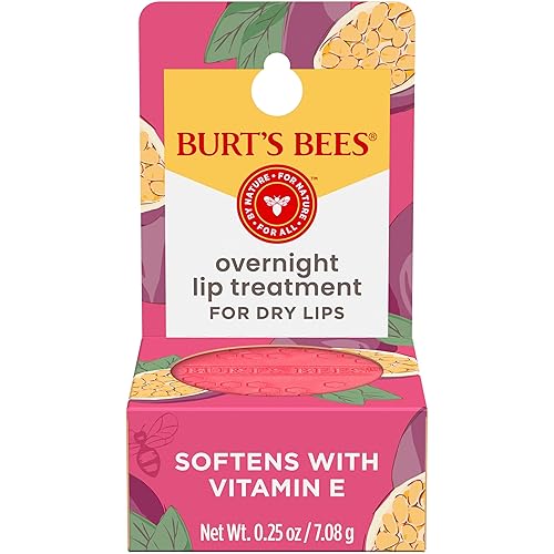 BURTS BEES OVERNIGHT LIP MASK 0.25 OZ HYDRATING, EXFOLIATING, CERAMIDE, PASSIONFRUIT SCENT