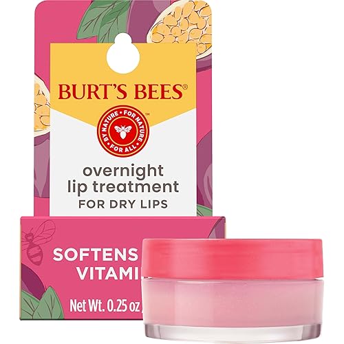 BURTS BEES OVERNIGHT LIP MASK 0.25 OZ HYDRATING, EXFOLIATING, CERAMIDE, PASSIONFRUIT SCENT