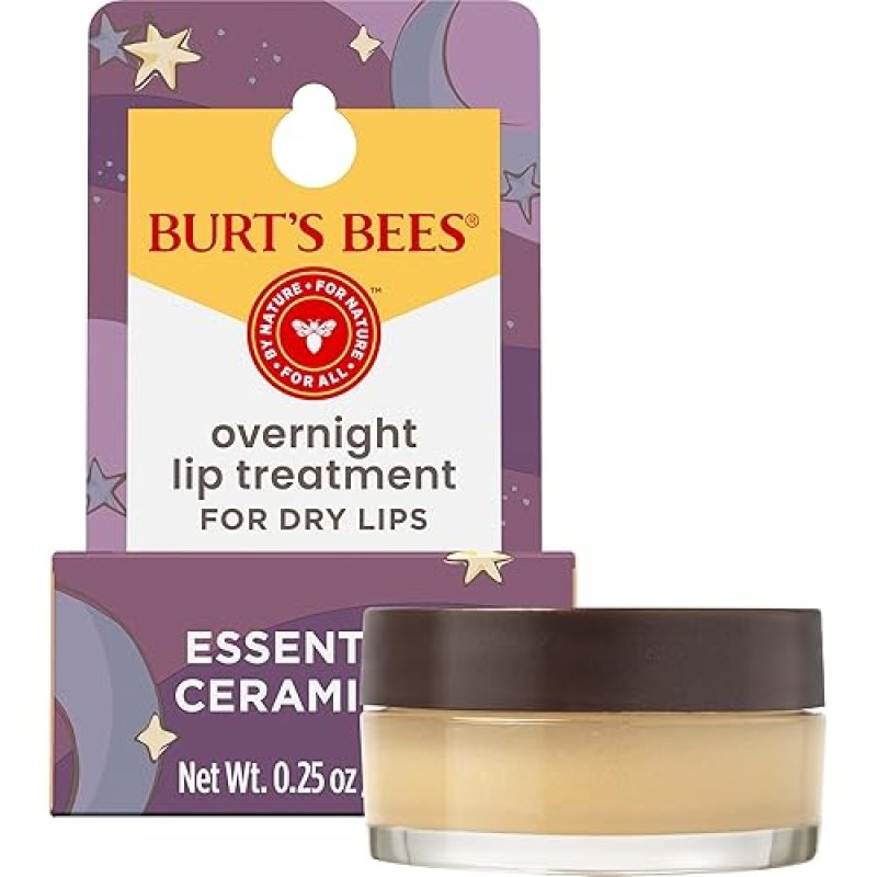 BURTS BEES OVERNIGHT LIP TREATMENT 0.25OZ MOISTURIZING, RESTORATIVE WITH VITAMIN E CERAMIDES