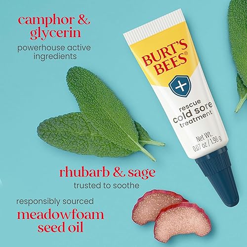 BURTS BEES COLD SORE TREATMENT MEDICATED LIP BALM WITH MENTHOL EUCALYPTUS, 2-PACK