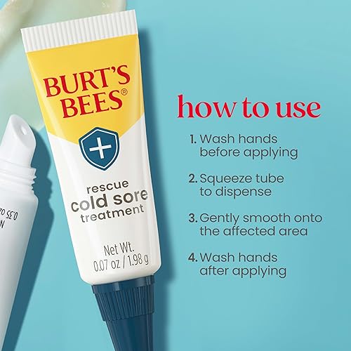 BURTS BEES COLD SORE TREATMENT MEDICATED LIP BALM WITH MENTHOL EUCALYPTUS, 2-PACK