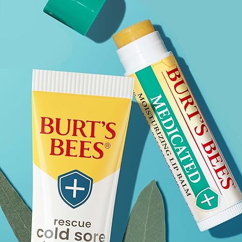 BURTS BEES COLD SORE TREATMENT MEDICATED LIP BALM WITH MENTHOL EUCALYPTUS, 2-PACK