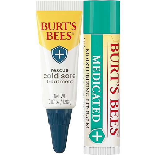 BURTS BEES COLD SORE TREATMENT MEDICATED LIP BALM WITH MENTHOL EUCALYPTUS, 2-PACK